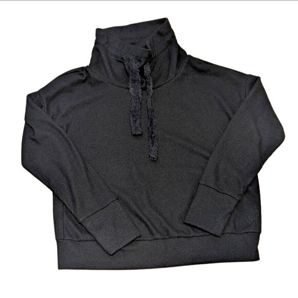 Halara Cowl Neck Drawstring Slouchy Long Sleeve Relaxed Waffle Thermal Sweater - Picture 1 of 4